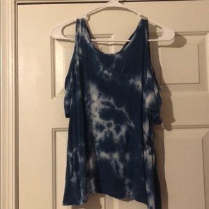 blue tie-dye top